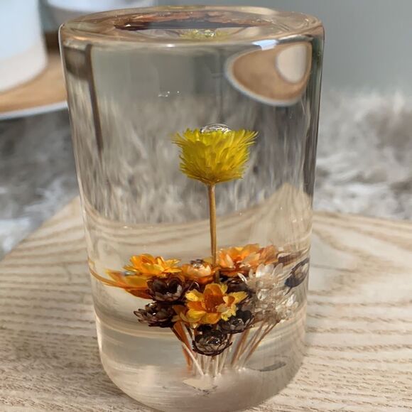 Vintage Daisyglas Company Campbell Calif Hand-Crafted Lucite Flowers Paperweight - Picture 9 of 15